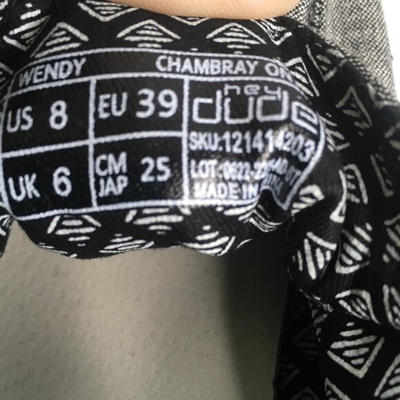 Hey Dude Wendy Shoes Womens Size 8 Gray Chambray Slip On Loafers SKU 121414203 - Picture 3 of 12